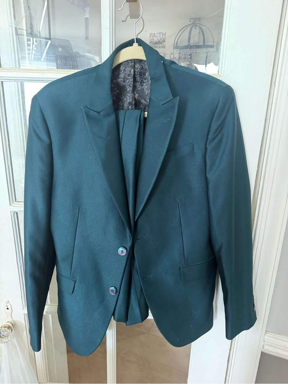 Egara Teal Two-Button Men's Suit